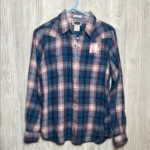 Ariat Real Womens M Long Sleeve Billie Jean Button Up Shirt Woodland Plaid